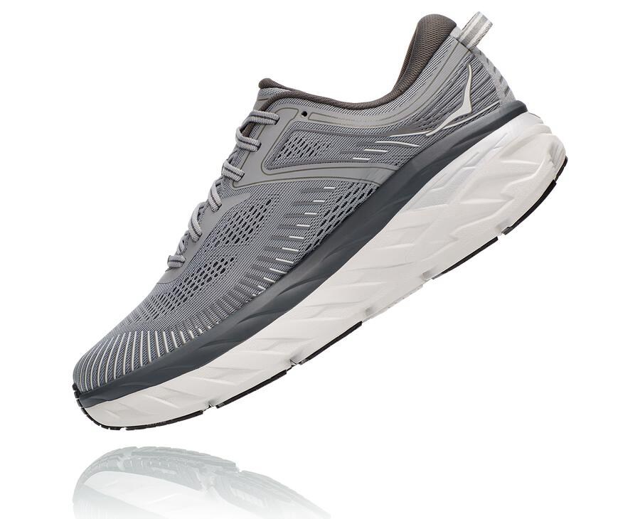 Running Shoes Mens - Hoka One One Bondi 7 - Grey - RNLCYMG-78